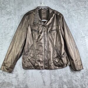 Roberto Cavalli Jacket Womens 50 Metallic Bronze Genuine Lamb Leather Made Italy